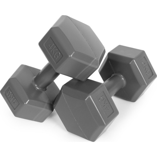 Hantle sześciokątne zestaw 2x4 kg ciężarki do ćwiczeń obciążniki fitness szare ModernHome