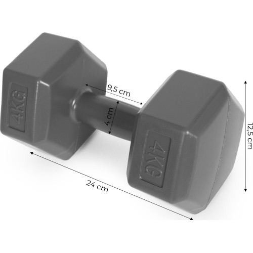 Hantle sześciokątne zestaw 2x4 kg ciężarki do ćwiczeń obciążniki fitness szare ModernHome