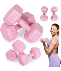 Hantle sześciokątne zestaw 2x3 kg ciężarki do ćwiczeń obciążniki fitness różowe ModernHome