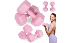 Hantle sześciokątne zestaw 2x3 kg ciężarki do ćwiczeń obciążniki fitness różowe ModernHome