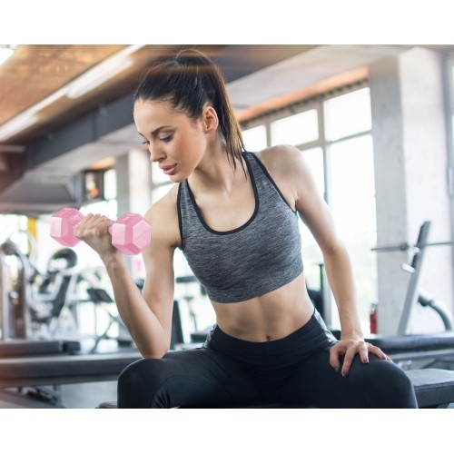 Hantle sześciokątne zestaw 2x3 kg ciężarki do ćwiczeń obciążniki fitness różowe ModernHome