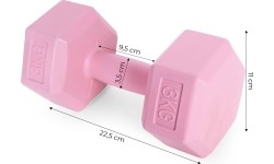 Hantle sześciokątne zestaw 2x3 kg ciężarki do ćwiczeń obciążniki fitness różowe ModernHome