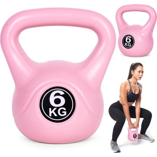 Kettlebell kettle 6 kg do ćwiczeń hantla kula odważnik obciążenie ciężar fitness różowy ModernHome