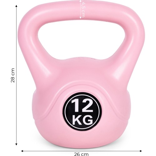 Kettlebell kettle 12 kg do ćwiczeń hantla kula odważnik obciążenie ciężar fitness różowy ModernHome
