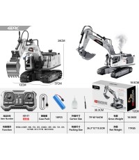 R/C Excavator with Smoke, Lights and Sound Function White