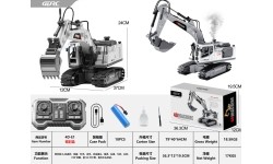 R/C Excavator with Smoke, Lights and Sound Function White
