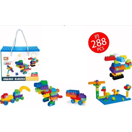 Set of Coloured Construction Blocks 288el.