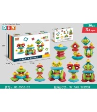 Set of Coloured Shape Stacking Blocks 30el.