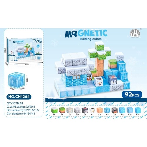 Magnetic Cubes Set, Magnetic bricks 92el.