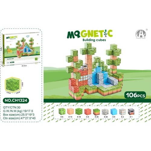 Magnetic Cubes Set, Magnetic bricks 106el.