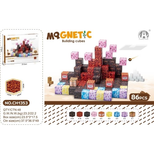 Magnetic Cubes Set, Magnetic bricks 86el.