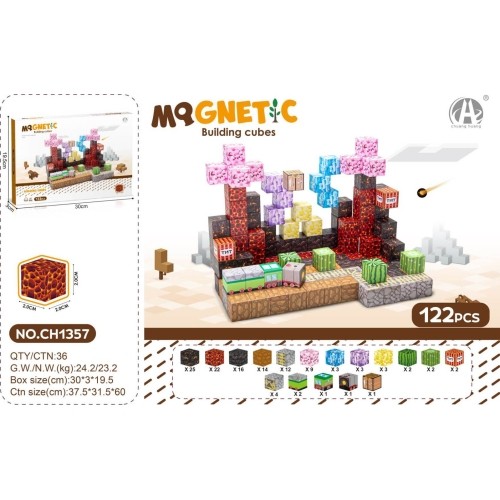 Magnetic Cubes Set, Magnetic bricks 122el.