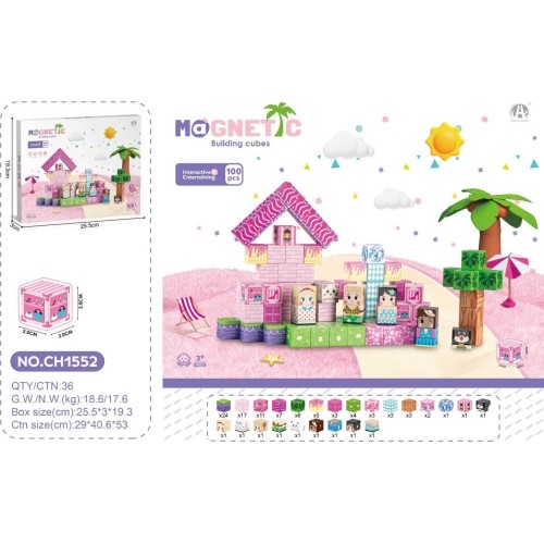 Magnetic Cubes Set, Magnetic bricks 100el.