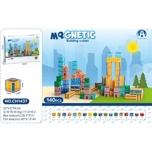 Zestaw magnetycznych kostek, klocki magnetyczne 140 szt.