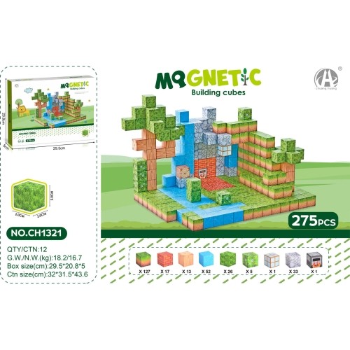 Zestaw magnetycznych kostek, 275 szt.