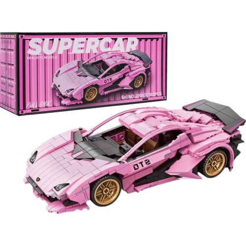 Sports Car Building Blocks Set, Pink, 702 pcs.