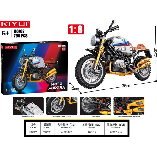 Konstruktor motocykl biały, zestaw 790 elementów