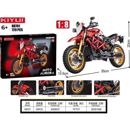 Zestaw klocków 730el czerwony motocykl