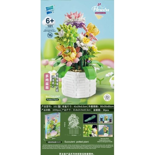 Brick set Bouquet with Pot 1059el.