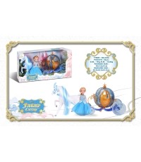 Blue coach with white horse + Little princess doll