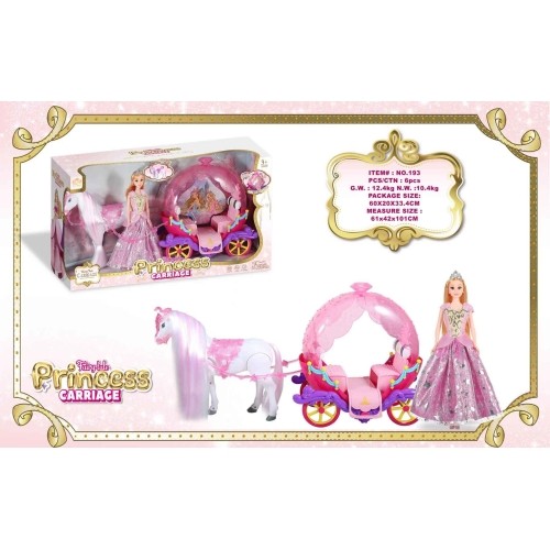 Rose Carriage with White Horse + Princess Doll