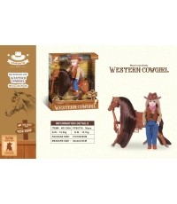 Brown Pony with Cowgirl
