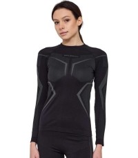 Women’s Long-Sleeve Performance Shirt Brubeck Dry LS1736W - Czarny/grafitowy