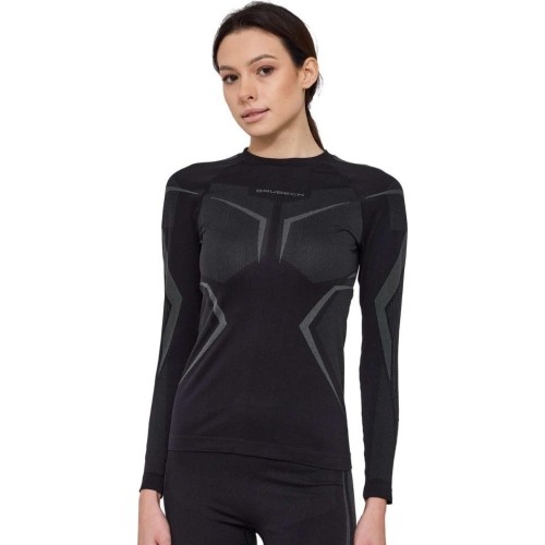 Women’s Long-Sleeve Performance Shirt Brubeck Dry LS1736W - Czarny/grafitowy