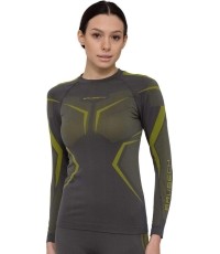 Women’s Long-Sleeve Performance Shirt Brubeck Dry LS1736W - Grey/Lime