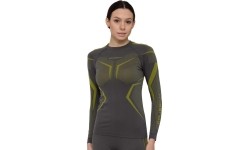 Women’s Long-Sleeve Performance Shirt Brubeck Dry LS1736W - Grey/Lime