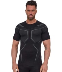 Men’s Short-Sleeve Performance Shirt Brubeck Dry SS1466M - Czarny/grafitowy