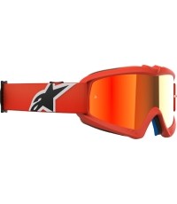 Dziecięce gogle motocrossowe Alpinestars Vision Mirror Youth - Corp oranžová, zrcadlové červené plexi