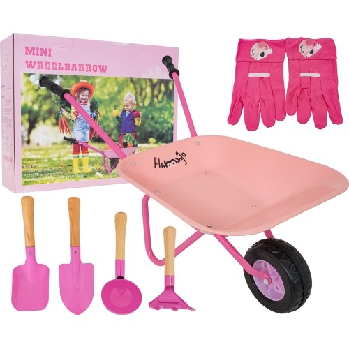 Little Gardener's Set with Wheelbarrow Pink