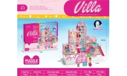 MEGA różowa willa z funkcją świateł, 275 elem. + akcesoria