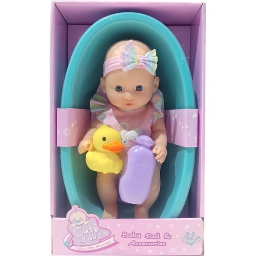 Baby doll with bathtub + accessories