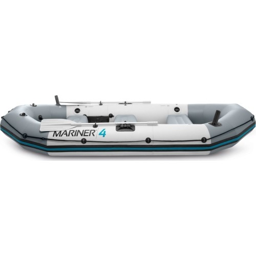Ponton dmuchany Mariner 4 dla 4 osób wiosła pompka uchwyty na wędkę i silnik INTEX 68376
