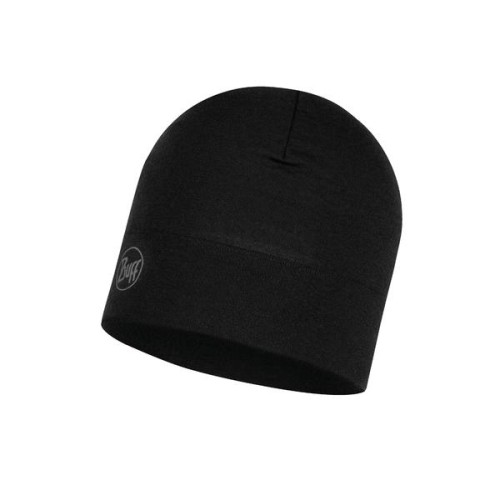 Czapka z wełny merino Midweight, czarna - 999