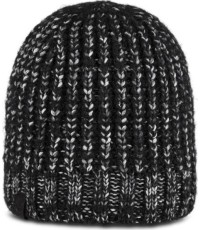 Czapka beanie z dzianiny z polarową opaską Dalia, czarna - 999