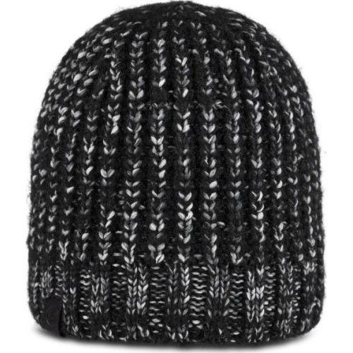 Czapka beanie z dzianiny z polarową opaską Dalia, czarna - 999