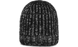 Czapka beanie z dzianiny z polarową opaską Dalia, czarna - 999