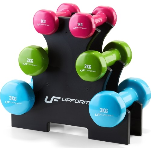 Zestaw hantli fitness winylowych 12 kg ze stojakiem - UpForm