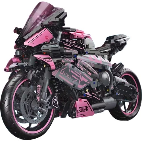 Klocki konstrukcyjne motocyklista, różowe, 2066 elementów