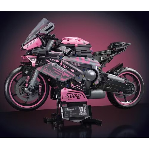 Klocki konstrukcyjne motocyklista, różowe, 2066 elementów