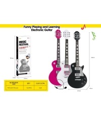 Zestaw gitara z mikrofonem, różowy