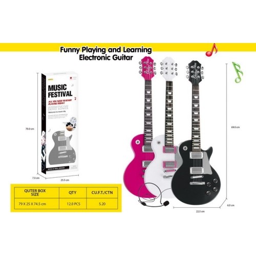 Zestaw gitara z mikrofonem, różowy