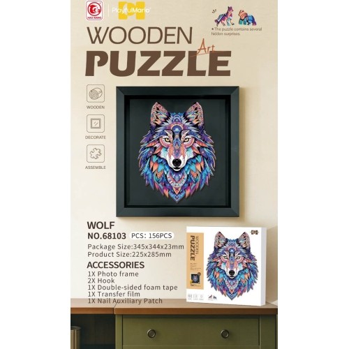 Wooden Jigsaw Puzzle Set 156el. Wolf