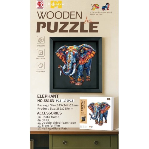 Drewniane puzzle 179 el. Słoń