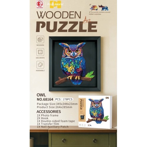Drewniane puzzle 178 el. Sowa