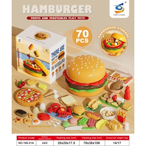 Zestaw fast food z akcesoriami do hamburgerów