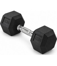HEX PRO Rubber Dumbbell - 15 kg